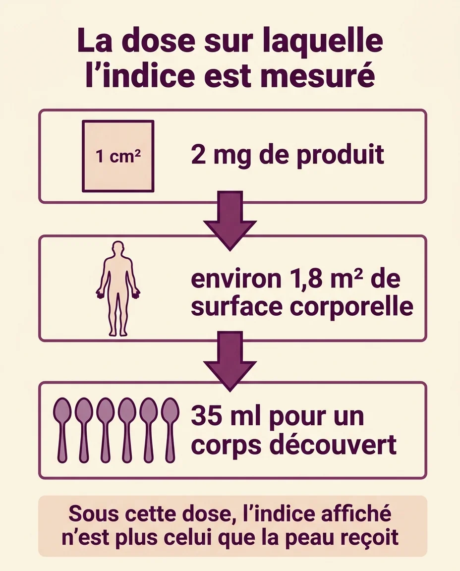 La dose de référence sur laquelle repose l'indice SPF