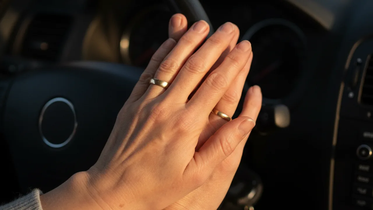 Le dos des mains sur le volant, exposé chaque jour au soleil qui traverse le pare-brise