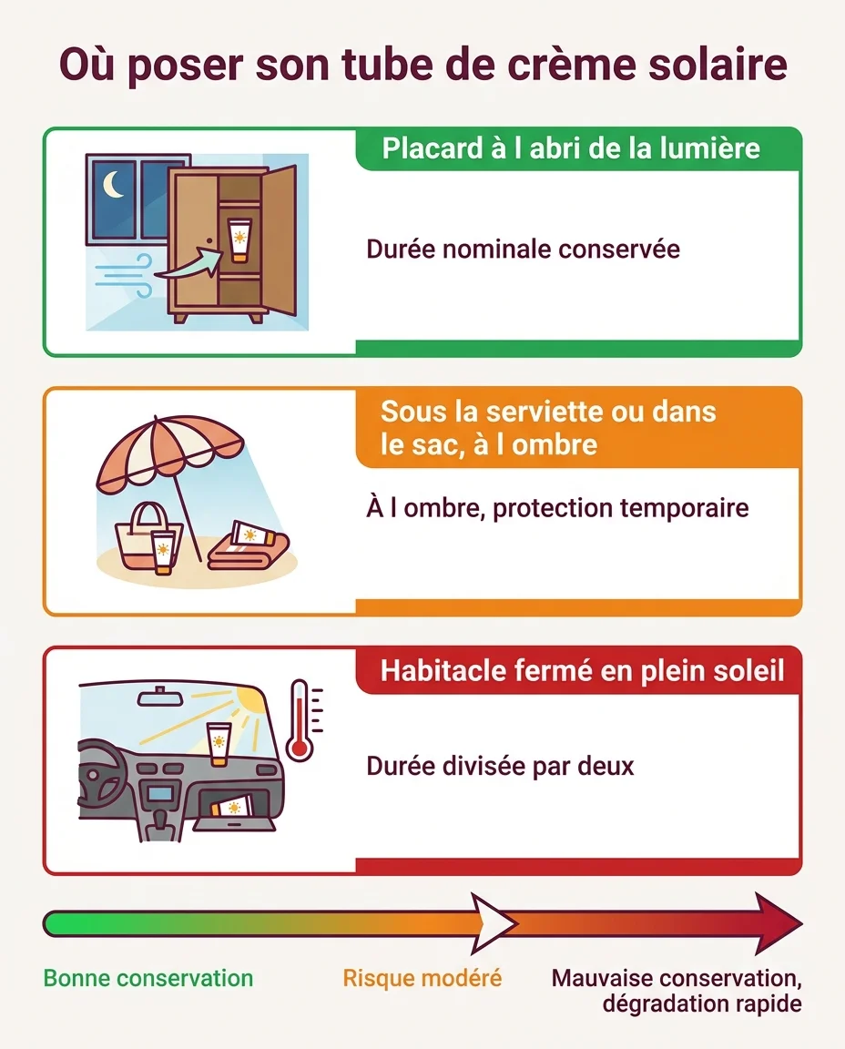 Les bons et les mauvais emplacements pour ranger un tube de crème solaire
