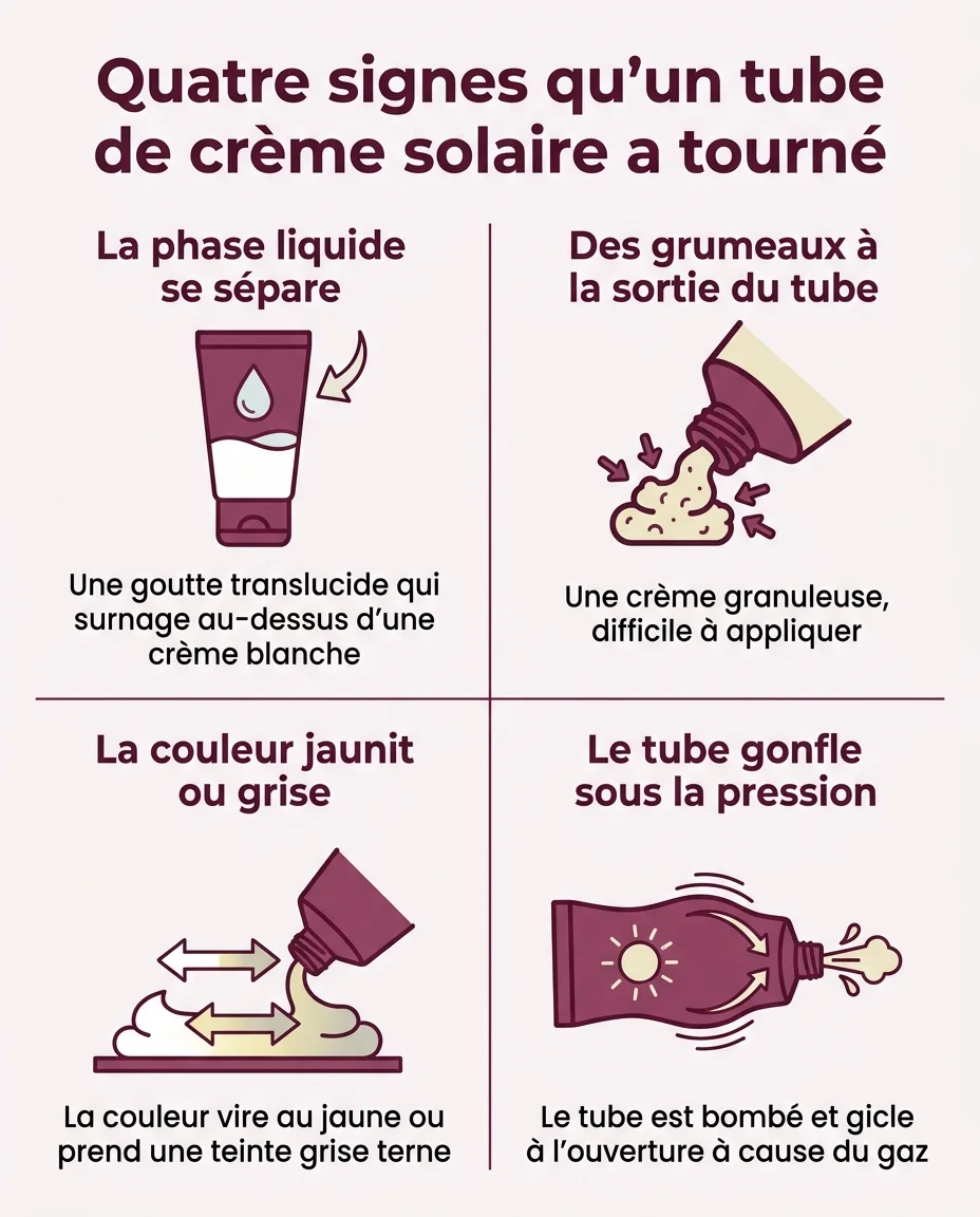 Les quatre signes visibles d'une crème solaire qui a tourné