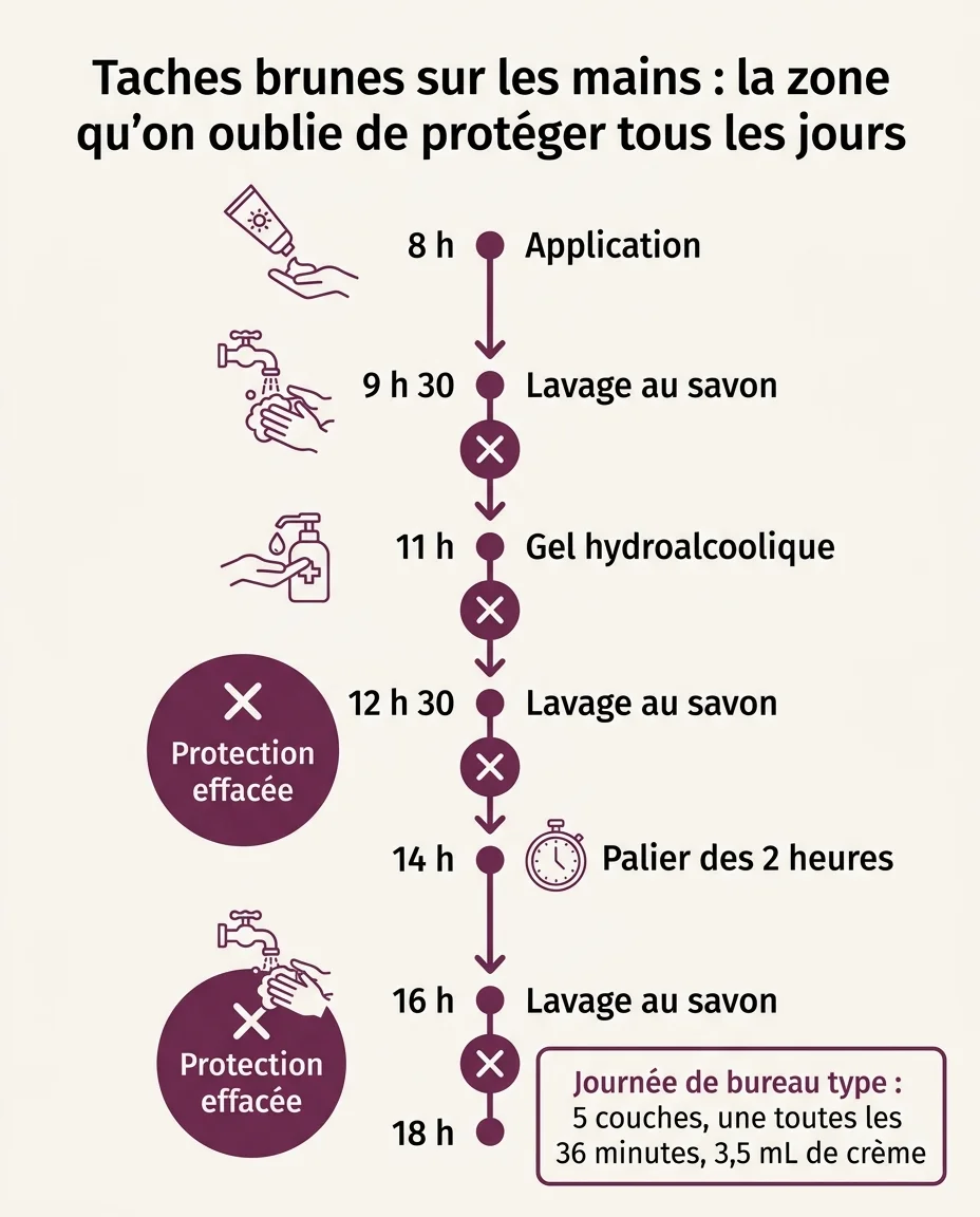 Une journée type : chaque lavage remet le compteur de protection à zéro